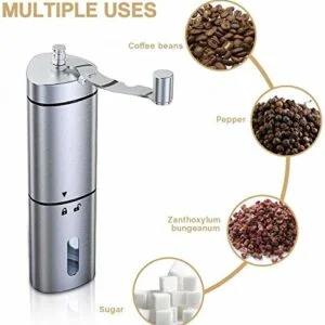 Manual Coffee Grinder, Hand Coffee Grinder with Adjustable Setting, Conical Ceramic Burr, Triangular Stainless Steel Mill with Foldable Handle Manual Burr Grinder