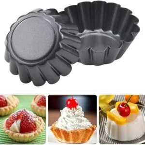 12 Packs Egg Tart Mold, Mini Carbon Steel Cake Muffin Moulds , Non-Stick Cupcake Cake Moulds, Pudding Moulds, Kitchen Reusable Baking Tools
