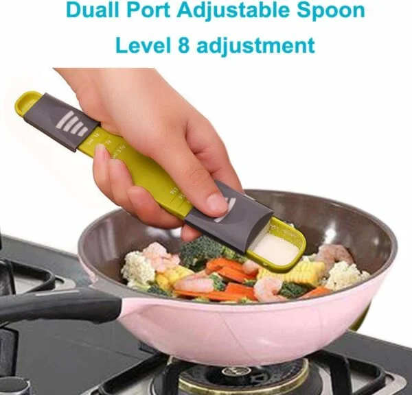 Adjustable Measuring Spoon Double Ended Adjustable Scale Eight Stalls Measuring Spoon Measuring Dry and Semi-Liquid Ingredients Measuring Spoon for Kitchen Baking Coffee Sugar Salt Powder