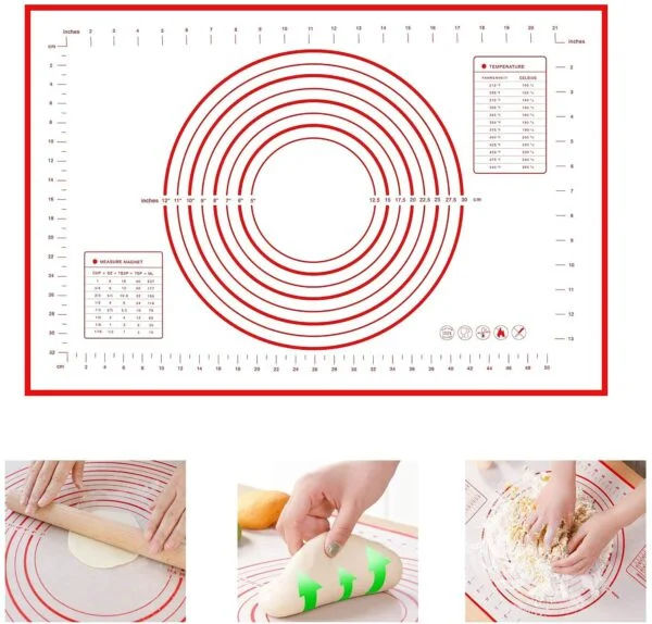 Silicone Baking Mats with Measurements,16”x20”Large Silicone Pastry Mats  for Counter BPA Free Food Grade Silicone Rolling Dough Mat Non-stick  Non-slip FDA Approved 