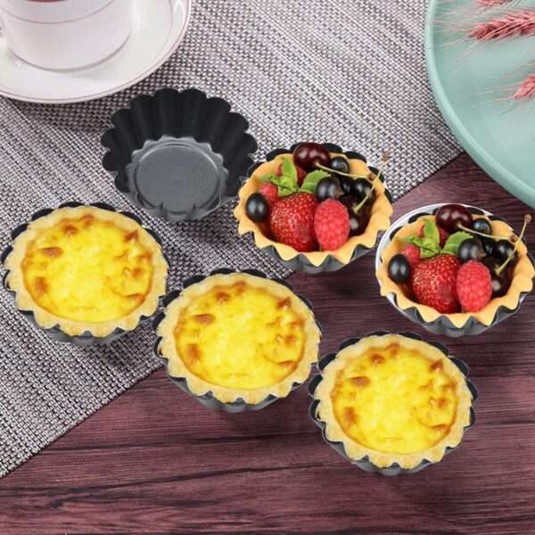 12 Packs Egg Tart Mold, Mini Carbon Steel Cake Muffin Moulds , Non-Stick Cupcake Cake Moulds, Pudding Moulds, Kitchen Reusable Baking Tools