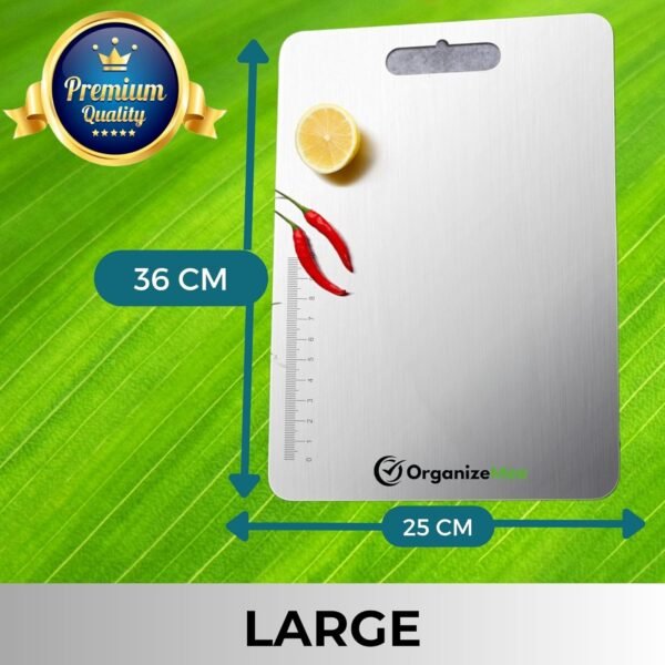 Large/36x25 cm Stainless Steel Cutting Chopping Board Fruit, Vegetable Kitchen Chopping, Heavy Duty Cut Boards