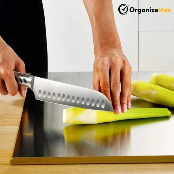 Big Stainless Steel worktop Saver Platform Chopping Board Round Edge Baking Board,Size 60 cm Wide X 47 cm deep + 25 mm Bend