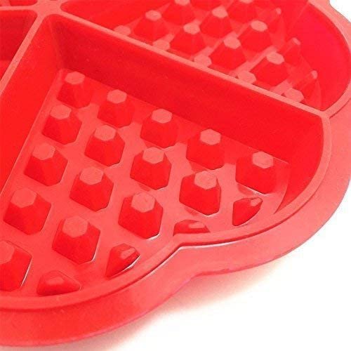 Silicone Waffles Mould and Pancakes Mould - Non-Stick Mini Muffin Mould - Easy Waffles Maker, Microwave Safe (RED) [Heart Shaped]