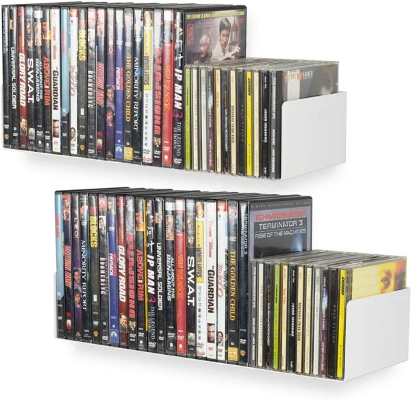 Organizemee Floating Wall Mount Metal U Shape Shelf Book ,masala jars Storage Display Bookcase Black Set of 2 (White))