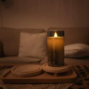 Led flickring glass candle