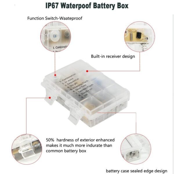 10 Meter Battery Powered Copper LED String Lights Warm White with Waterproof Battery Box with Remote Controller