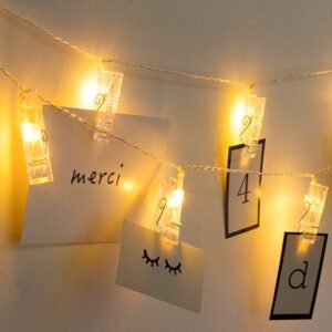 Photo Hanging String Lights Warm White 3 Meters 30 Clips