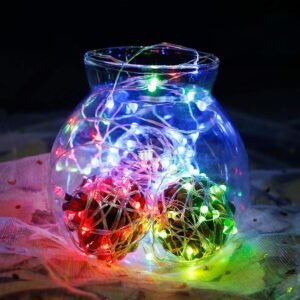 RGB LED Copper Wire String Lights with Remote Controller and Timer IP65 Waterproof 16 Colors 4 Modes 10 Meters