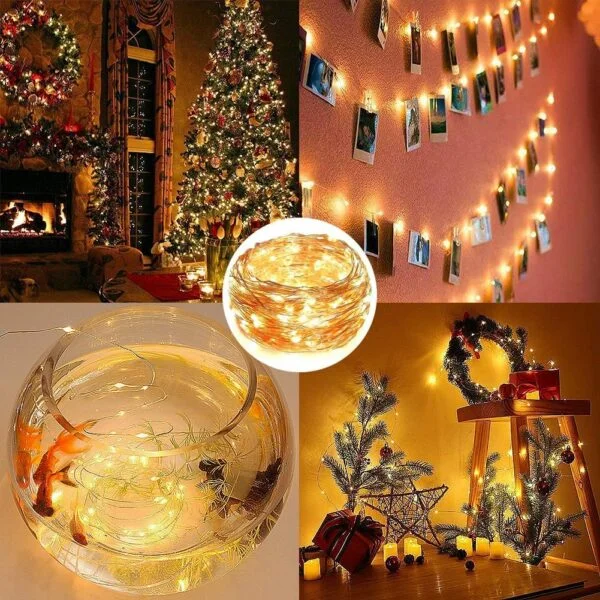 10 Meters 100 LED Copper Wire Warm White Lights Waterproof with Remote and Mode Functions and Timer USB Powered Decorative LED