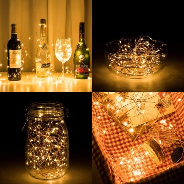 5 Meters 100 LED Copper Wire Warm White Lights Waterproof with Remote and Mode Functions and Timer USB Powered