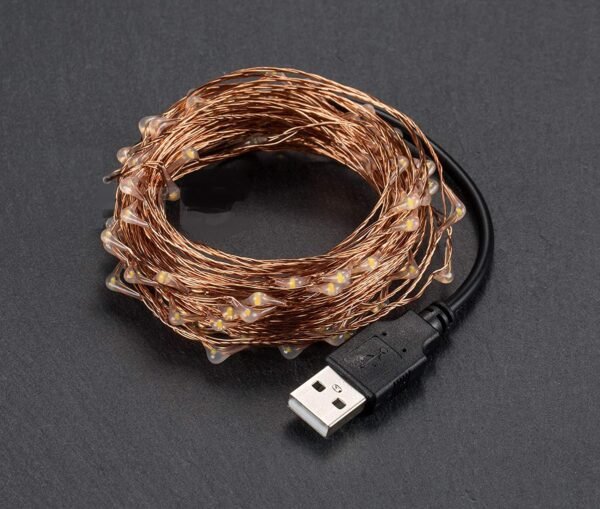 Warm White Rice Led 10 Meters 100 LED Copper Wire String Lights IP65 Waterproof USB Powered