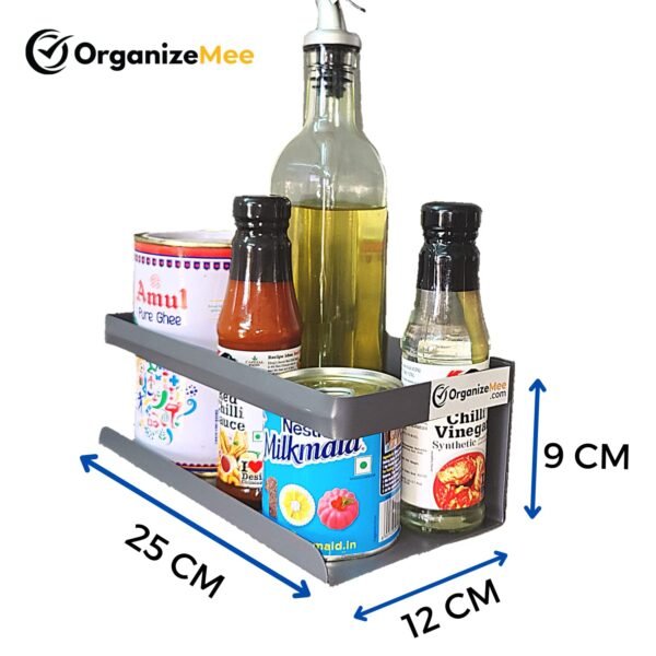 Grey Magnetic Kitchen Organizer Storage Spice Rack , Utilize Side Space Of Fridge,Washing Machine & Microwave Oven(Qty: 1)