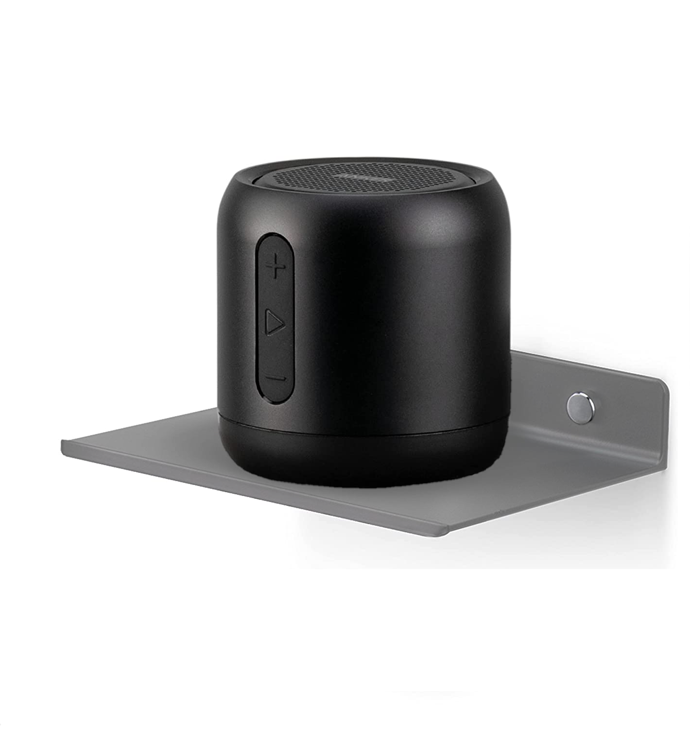 Grey Metal Corner Floating Shelf for Speaker, Wi-Fi Camera & Home Decor ? 15.5 x 12.5 cm