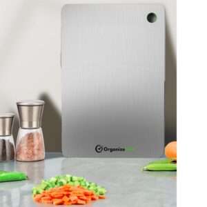 Stainless Steel Anti-slip Cutting Board With Lip For Kitchen