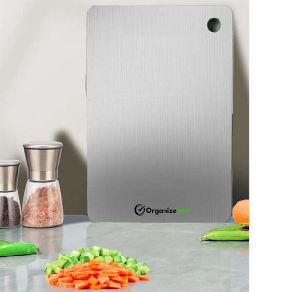 Large Chopping Board Stainless Steel with Anti-Skid Silicon Pad Metal Cutting Kitchen,Heavy Duty Choping-Board Vegetable, Meats vegitable Chopper Boards,Safe Durable  (Large)(36CM X 25CM)