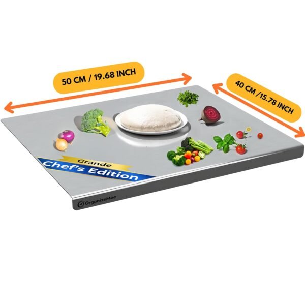 Platform 50X39CM Stainless Steel 304 Fruit Chopping Cutting Board for Kitchen, Kitchen Metal Chopping Board for Vegetables Breads and Meats, Heavy Duty Safe