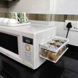 OrganizeMee Kitchen Organizer Storage Spice Magnetic Rack, Decorate Your Fridge,Washing Machine & Microwave Oven with Magnetic Metal Fridge Side Rack Organiser Shelf (White) QTY 2