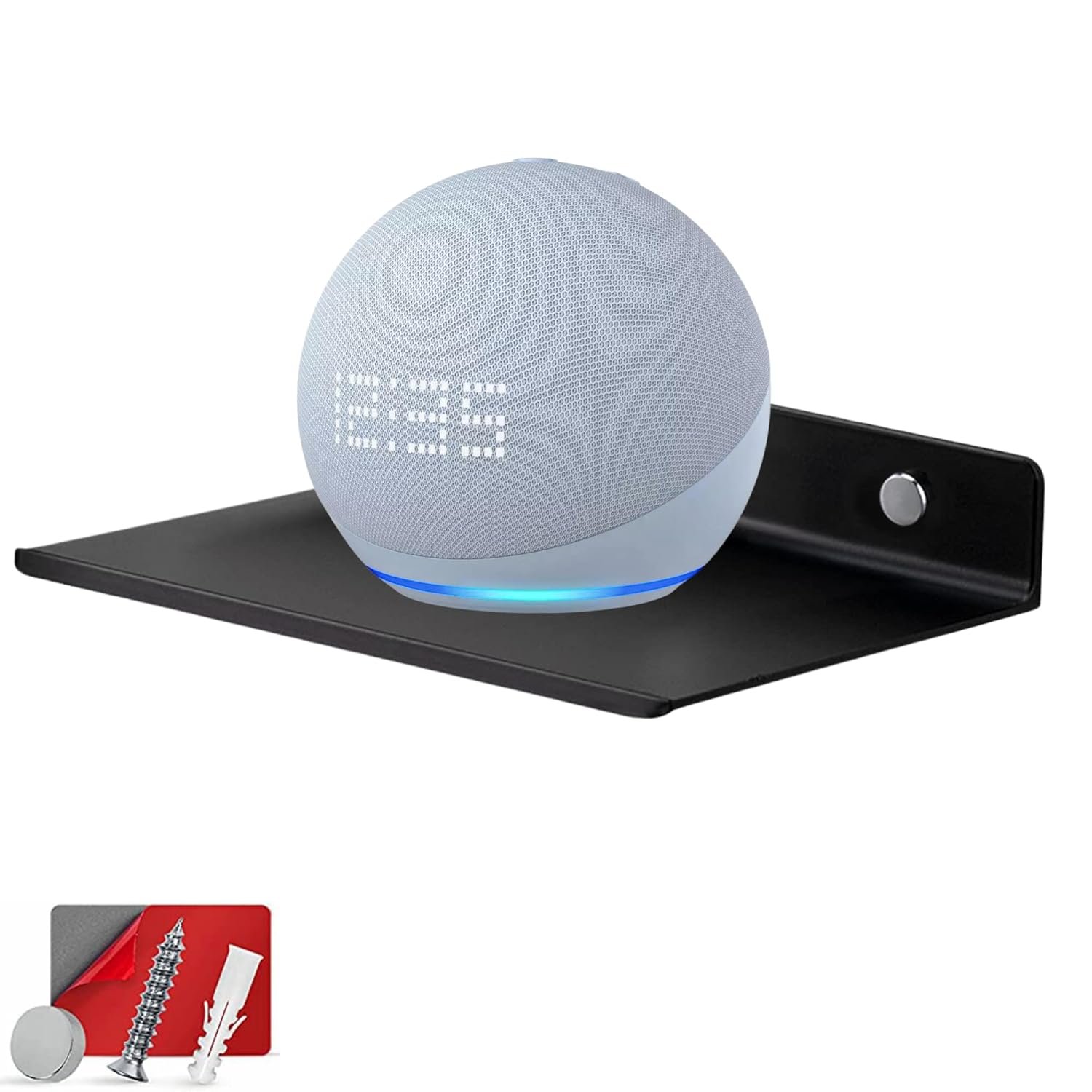 Black Metal Corner Floating Shelf for Speaker, Wi-Fi Camera & Home Decor ? 15.5 x 12.5 cm