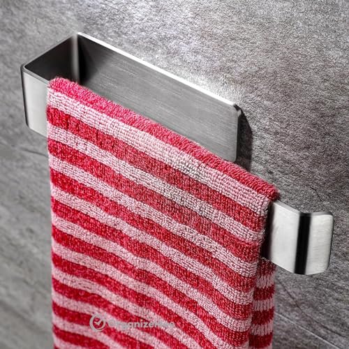 14″ Self Adhesive Metal Stainless Steel U Shape Towel Rail (Steel)