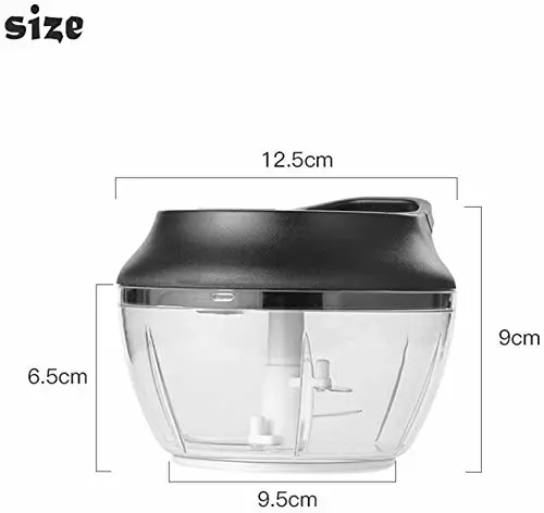 Manual Food Chopper, Small Hand Powered Food Processor with 3 Blades and Drawstring Design, Newest Mincer Press for Garlic Fruit Meat, Durable and Easy Use (Black)