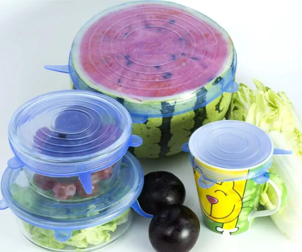 Silicone Stretch Lids Upgraded 6 Pack Various Sizes Rubber Stretchy Miracle Lid Reusable Elastic Bowl Cover for Food Storage Leftover Savers Fit Container Dish Cup (6, Blue)