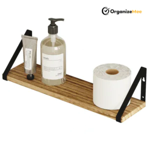 16 Inch Pine Wood Floating Shelf For Wall , With Black Metal Brackets Wall Decor (L 16″ X 5″ Shade Walnut QTY 1) Black Brackets