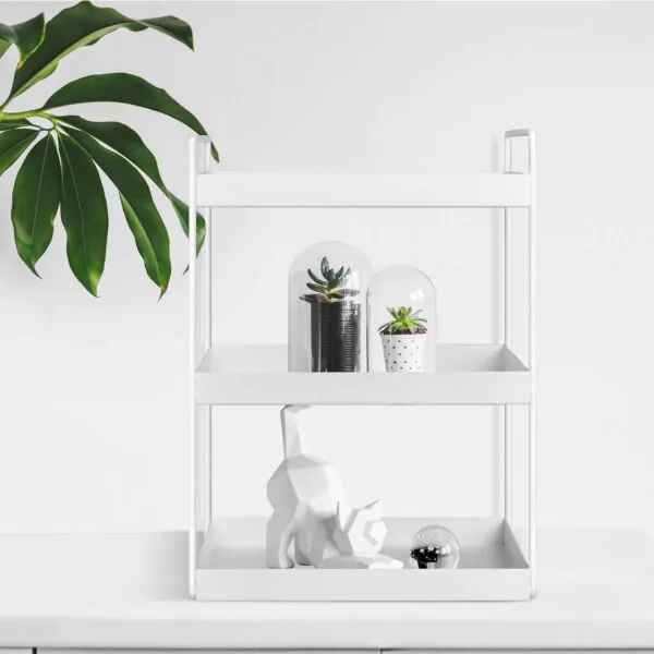 OrganizeMee Metal 3 Tier Multi Purpose Kitchen Steel Rack Organizer Essentials Space Saving Organiser ( White )