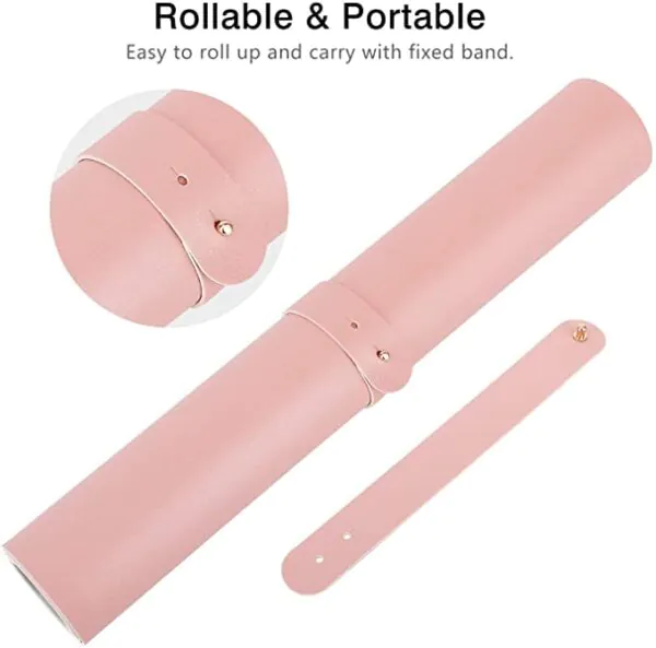 PU Leather Desk Pad Protector,Mouse Pad,Office Desk Mat,Non-Slip Vegan Leather Desk Blotter,Laptop Desk Pad,Waterproof Desk Writing Pad for Office and Home 70CM*35CM (Light Blue/Pink)