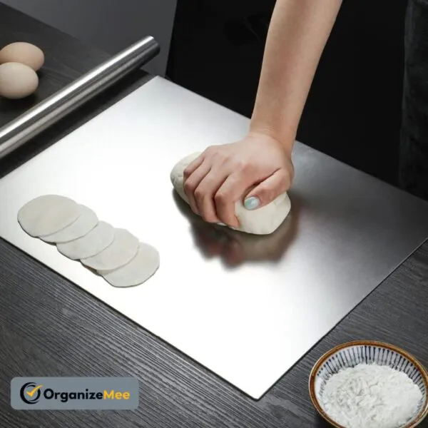 42 cm x 32 CM Medium Stainless Steel Kitchen Counter Top/Platform Chopping Board,Worktop Cutting & Chopping, with Lip Bend and