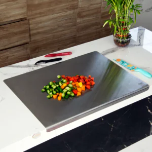 42 cm x 32 CM Medium Stainless Steel Kitchen Counter Top/Platform Chopping Board,Worktop Cutting & Chopping, with Lip Bend and