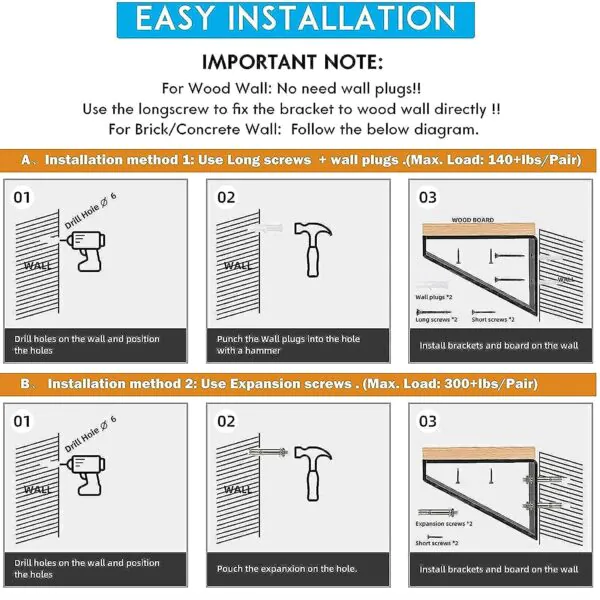 Metal Angle support  for floating shelf WHITE Qty 2