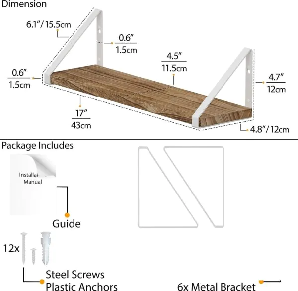 Metal Angle support  for floating shelf WHITE Qty 2