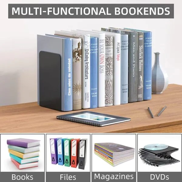 OrganizeMee Book Stand & Organizer Set | Office Table Accessories with File Organiser Stylish Holder Study Decor & Shelf Books Desk Expandable Case Magazine Tabletop Rack Space-Saving Bookends 1 Pair
