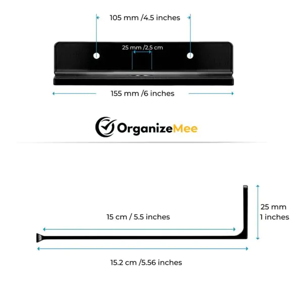 6 Inch Black Wall Shelf , Metal Floating Shelf for Wall, Wall Mounted Shelves, Modern Wall Shelf for Bedroom & Living Room (`15.24 CM Long x 12.7 CM deep)