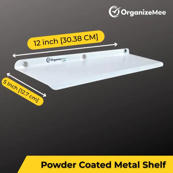 12 Inch Set 4 Grey Wall Shelf , Metal Floating Shelf for Wall, Wall Mounted Shelves, Modern Wall Shelf for Bedroom & Living Room Storage, Minimalist Wall Mount Shelf (30.48 CM Long X 12 CM deep)