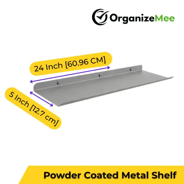 24 Inch GREY Wall Shelf , Metal Floating Shelf for Wall, Wall Mounted Shelves, Modern Wall Shelf for Bedroom & Living Room (60.96 CM Long x 12.7 CM deep)