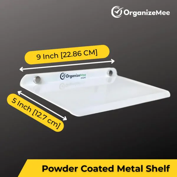 9 Inch WHITE Wall Shelf , Metal Floating Shelf for Wall, Wall Mounted Shelves, Modern Wall Shelf for Bedroom & Living Room (22.86 CM Long x 12.7 CM deep)