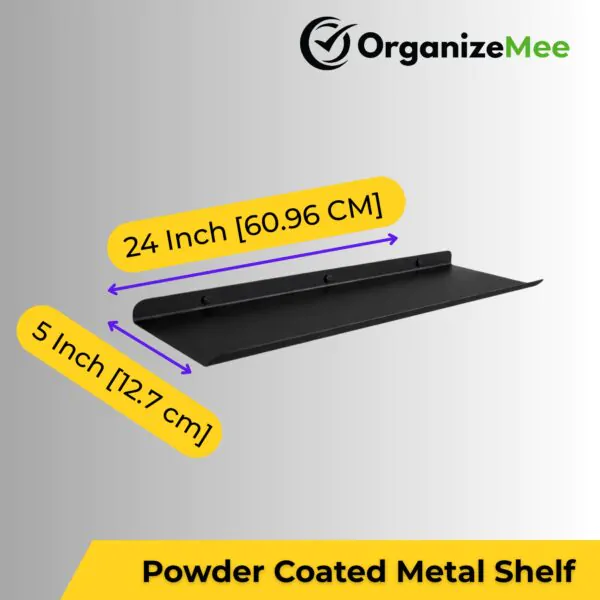 24 Inch Black Wall Shelf , Metal Floating Shelf for Wall, Wall Mounted Shelves, Modern Wall Shelf for Bedroom & Living Room (60.96 CM Long x 12.75 CM deep)