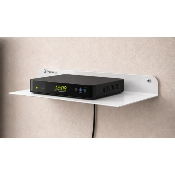 OrganizeMee 17 Inch, White | Metal Floating Wall Shelf | Wall Mounted Display Rack for Living Room, Bedroom & Kitchen