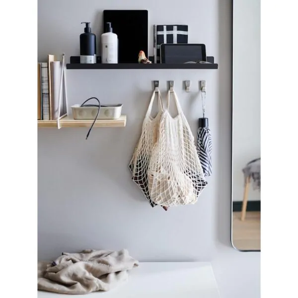 24 Inch Set 4 Black Wall Shelf ,  Metal Floating Shelf for Wall, Wall Mounted Shelves, Modern Wall Shelf for Bedroom & Living Room Storage, Minimalist Wall Mount Shelf