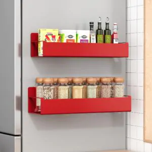 Movable Kitchen Organizer Storage Spice Magnetic Rack, 25 cm x 12.5 cm x 9 cm ,Red, Set of 1