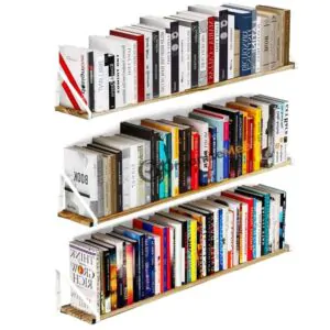 Wooden Wall Shelf | Floating Pine Wood Rack with Polished Finish & White Metal Brackets | Ideal for Living Room, Kitchen, or Bedroom Decor | Size: 48" | Qty: 1 Nos